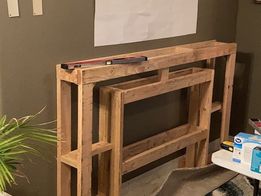 Custom fireplace & TV wall - before